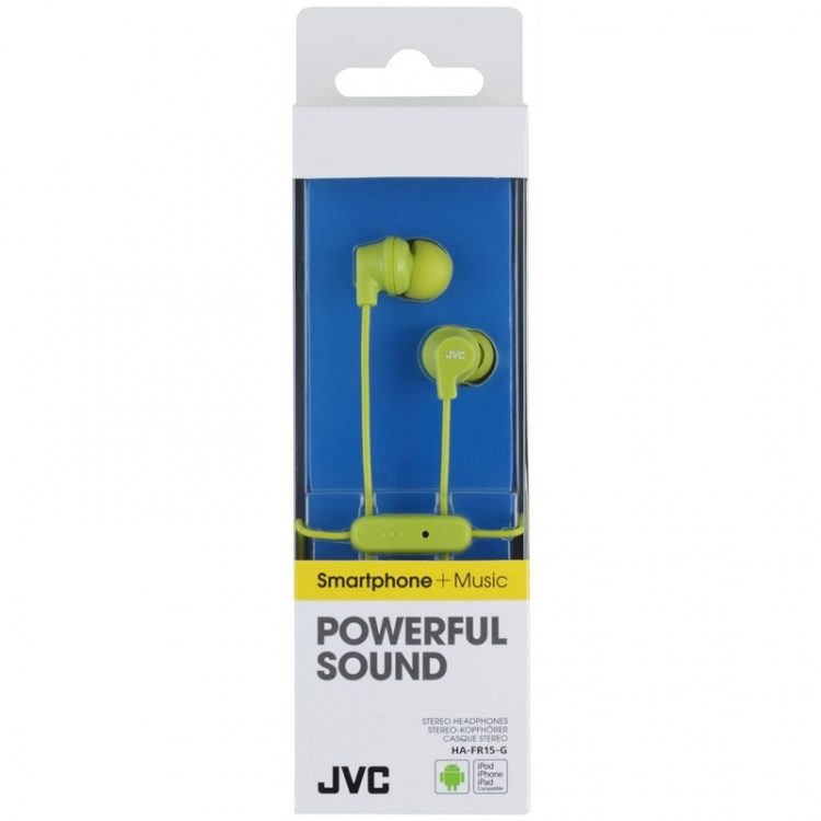 JVC Hörlur FR15 Mic In-Ear Grön JVC Hörlur FR15 Mic In-Ear Grön