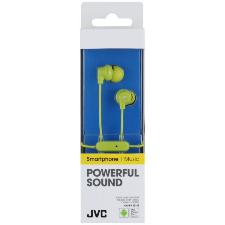 JVC Hörlur FR15 Mic In-Ear Grön JVC Hörlur FR15 Mic In-Ear Grön
