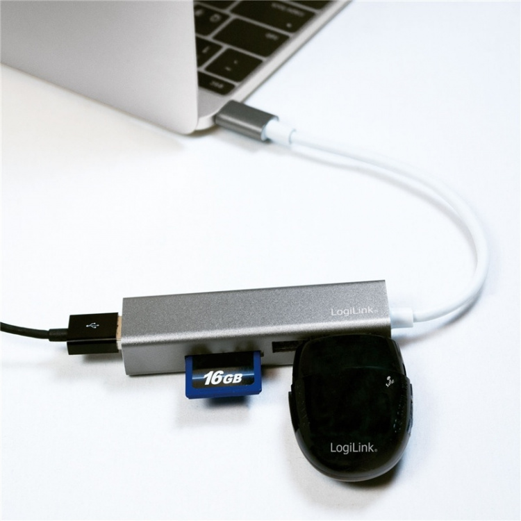 LogiLink USB-C Hub 3port minneskortsläs LogiLink USB-C Hub 3port minneskortsläs