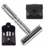 Parker A1-R 4 Piece Travel Safety Razor & Leather Pouch
