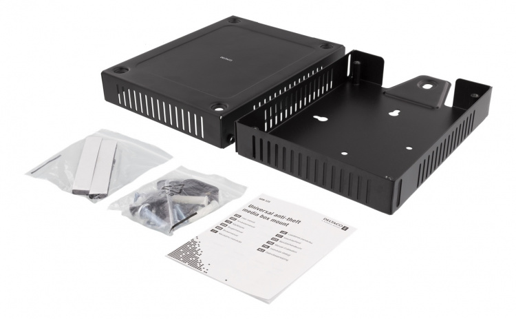 DELTACO mediatoistimen murtosuojateline, asennussarja, terästä, musta