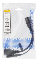 DELTACO sovitin C14 - C13+C7, 0,2m, musta