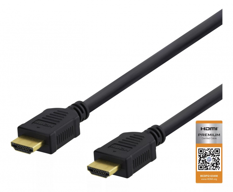 DELTACO High-Speed Premium HDMI -kaapeli, 3m, Ethernet, 4K UHD, musta