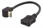DELTACO HDMI-sovitin, 0,2m, taipuisa, lovitet. yläpuolelta, UHD, musta