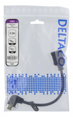 DELTACO HDMI-sovitin, 0,2m, taipuisa, lovitettu oikealta, UHD, musta DELTACO HDMI-sovitin, 0,2m, taipuisa, lovitettu oikealta, UHD, musta