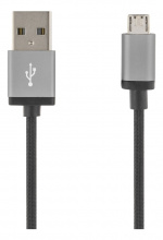 DELTACO USB-kaapeli, kangaspääll., Type A ur - Type Micro B, 2m, musta DELTACO USB-kaapeli, kangaspääll., Type A ur - Type Micro B, 2m, musta