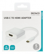 DELTACO USB-C - HDMI-sovitin, 4096x2160 30Hz, valkoinen