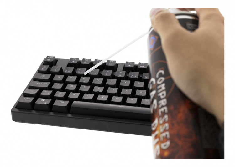 DELTACO GAMING paineilmapuhdistin, 600ml, taipuisa suutin, musta