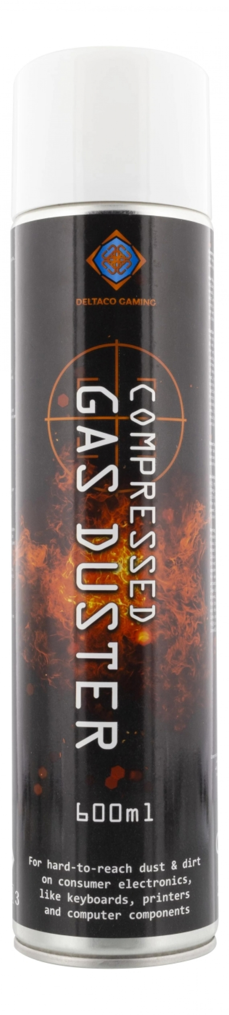 DELTACO GAMING paineilmapuhdistin, 600ml, taipuisa suutin, musta