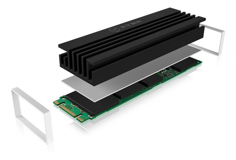 Heat sink set for M.2 2280 SSD, aluminium, 10 mm thick Heat sink set for M.2 2280 SSD, aluminium, 10 mm thick