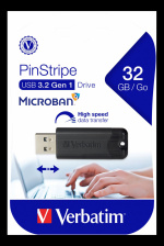 Verbatim PinStripe USB-muisti, 32GB, USB 3.0, sis. ved. suojus, musta Verbatim PinStripe USB-muisti, 32GB, USB 3.0, sis. ved. suojus, musta