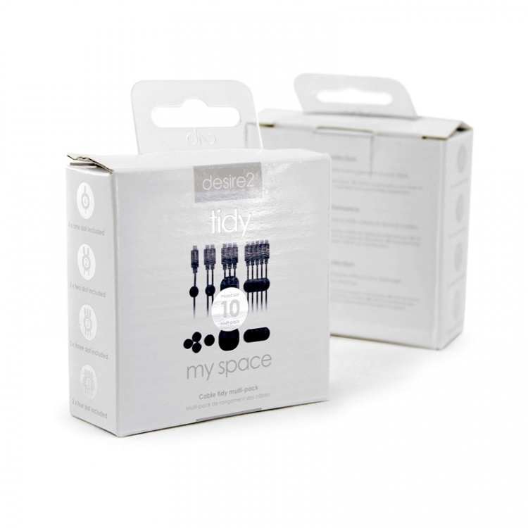 Desire2 Johtokiinnike Tidy 10pack Musta 4x1 johto, 2x2 johdot, 2x3 johdot, 2x4 johdot