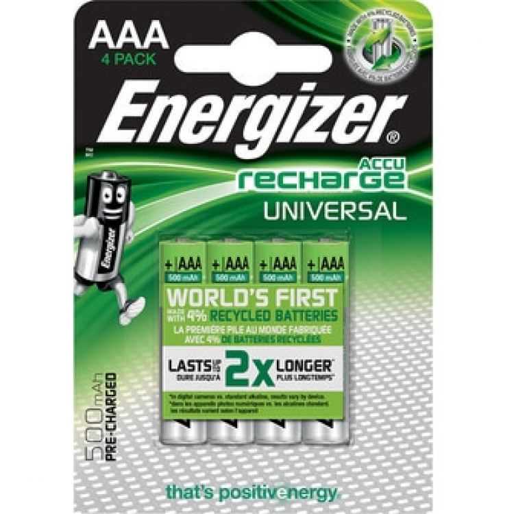 Energizer Paristo AAA/LR03 Uudelleenlad.Ni-Mh 500mAh 4-pack