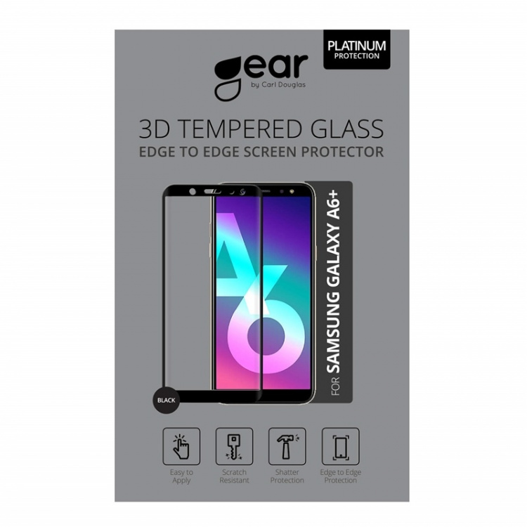Gear Härdat Glas 3D Full Cover Svart Samsung A6+