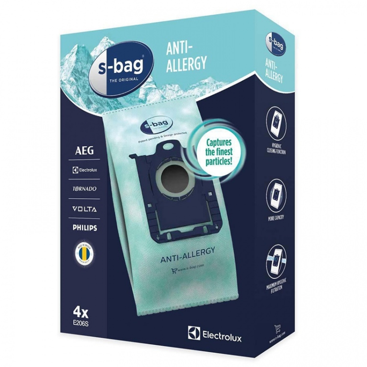 Electrolux E206S s-bag® Anti-allerginen pölynimuripussi - 4 kpl Electrolux E206S s-bag® Anti-allerginen pölynimuripussi - 4 kpl