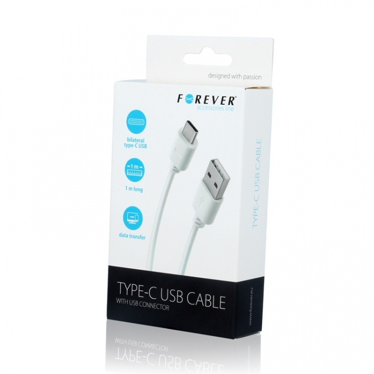 Forever USB-kabel, typ-C, vit