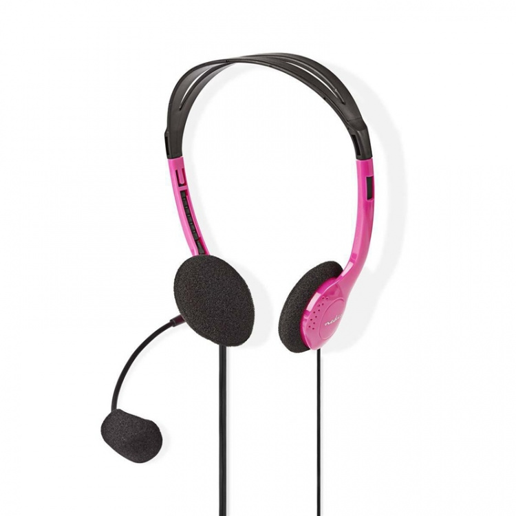 Nedis PC-headset | On-Ear-Kuulokkeet | Stereo | 2x 3.5 mm | Kokoontaitettava Mikrofoni | Pinkki