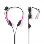 Nedis PC-headset | On-Ear-Kuulokkeet | Stereo | 2x 3.5 mm | Kokoontaitettava Mikrofoni | Pinkki