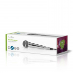 Nedis Mikrofoni | Kardioidi | Irroitettava kaapeli | 5.00 m | 80 Hz - 13 kHz | 600 Ohm | -72 dB | On/off-kytkin | Metalli | Hopea