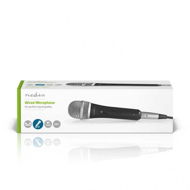 Nedis Langallinen Mikrofoni | Kardioidi | Irroitettava kaapeli | 5.00 m | 50 Hz - 15 kHz | 600 Ohm | -72 dB | On/off-kytkin | Matkakotelo sisältyy | Metalli | Harmaa / Musta