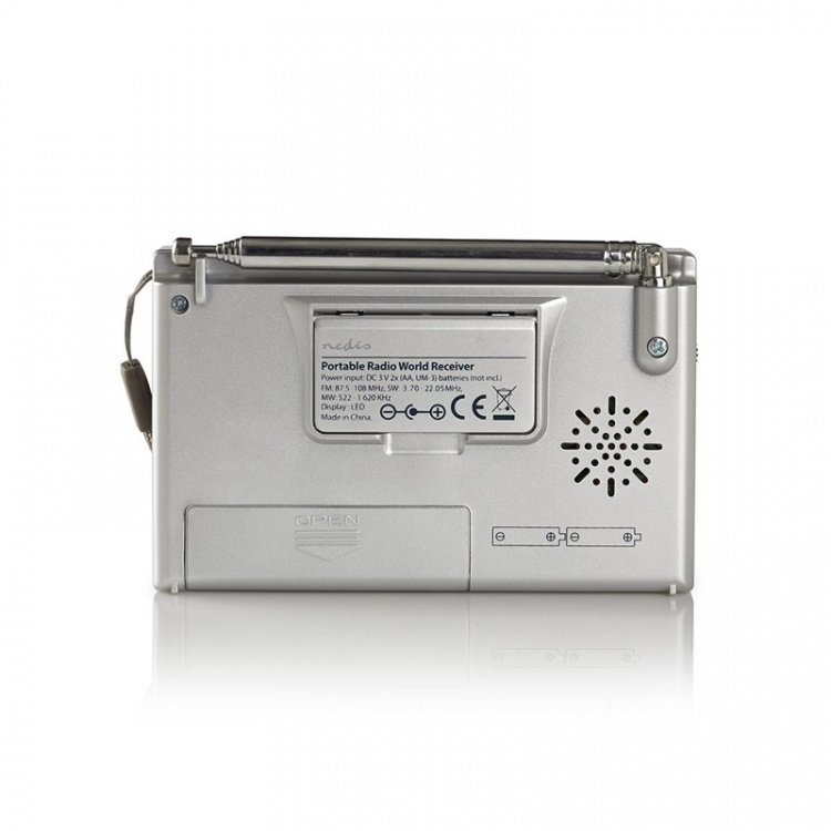 Nedis Maailmaradio | Kannettava malli | AM / FM / SW | Paristokäyttöinen / Verkkovirtakäyttöinen | Digitaalinen | 1.5 W | Kuulokkeiden lähtöliitäntä | Herätyskello | Uniajastus | Harmaa Nedis Maailmaradio | Kannettava malli | AM / FM / SW | Paristokäyttöinen / Verkkovirtakäyttöinen | Digitaalinen | 1.5 W | Kuulokkeiden lähtöliitäntä | Herätyskello | Uniajastus | Harmaa