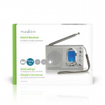 Nedis Maailmaradio | Kannettava malli | AM / FM / SW | Paristokäyttöinen / Verkkovirtakäyttöinen | Digitaalinen | 1.5 W | Kuulokkeiden lähtöliitäntä | Herätyskello | Uniajastus | Harmaa Nedis Maailmaradio | Kannettava malli | AM / FM / SW | Paristokäyttöinen / Verkkovirtakäyttöinen | Digitaalinen | 1.5 W | Kuulokkeiden lähtöliitäntä | Herätyskello | Uniajastus | Harmaa