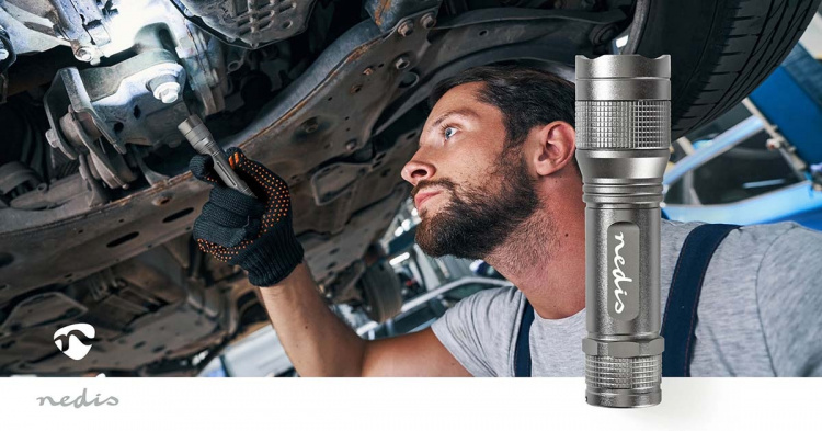 Nedis LED Taskulamppu | Paristokäyttöinen | 4.5 V DC | 5 W | 3x AAA/LR03 | Nimellisvaloteho: 330 lm | Valoalue: 200 m | Säteen kulma: 48 °