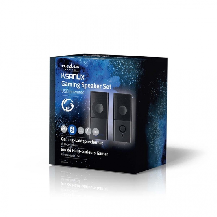 Nedis Pelikaiutin | Kaiutinkanavat: 2.0 | USB Virta | 3.5 mm uros | 18 W | Ei valaistusta | Äänenvoimakkuuden Säätö | Audio- / video- / datayhteyksien ulostulo: 1x 3.5 mm Audio Out