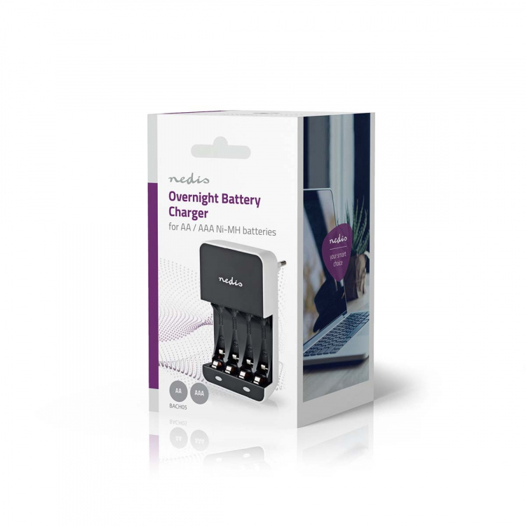 Nedis NiMH akkulaturi AA / AAA | 1.2 V DC | Trickle-lataus | Euro/Tyyppi C (CEE 7/16) | Akun tyyppi: AA / AAA | Musta / Valkoinen Nedis NiMH akkulaturi AA / AAA | 1.2 V DC | Trickle-lataus | Euro/Tyyppi C (CEE 7/16) | Akun tyyppi: AA / AAA | Musta / Valkoinen