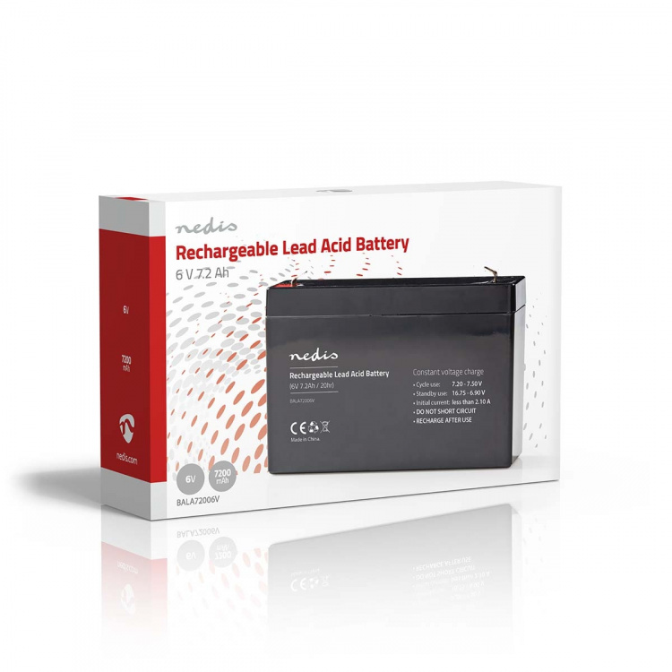 Nedis Lyijyakku | Lyijyhappo | Ladattava | 6 V | 7200 mAh