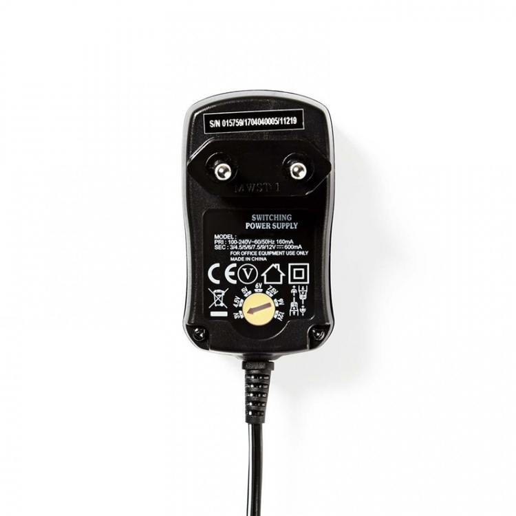 Nedis AC Yleisvirtalähde | 7.20 W | 3 - 12 V DC | 1.80 m | 1.0 A A | 6 plug(s) | Musta