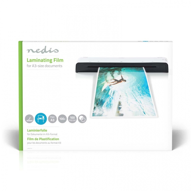 Nedis Laminointifilmi | A3 | Paksuus: 100 µm | Pakattu per: 100 kpl | Muovi | Läpikuultava