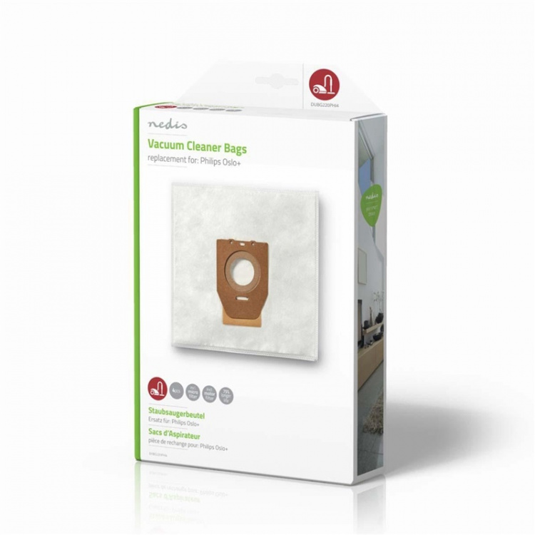 Nedis Pölypussi | 4 kpl | Mikrokuitu | Eniten myyty: Philips | Valkoinen