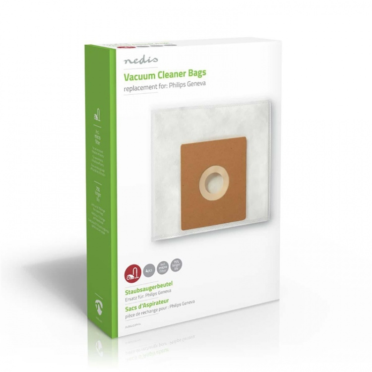 Nedis Pölypussi | 4 kpl | Mikrokuitu | Eniten myyty: Philips | Valkoinen