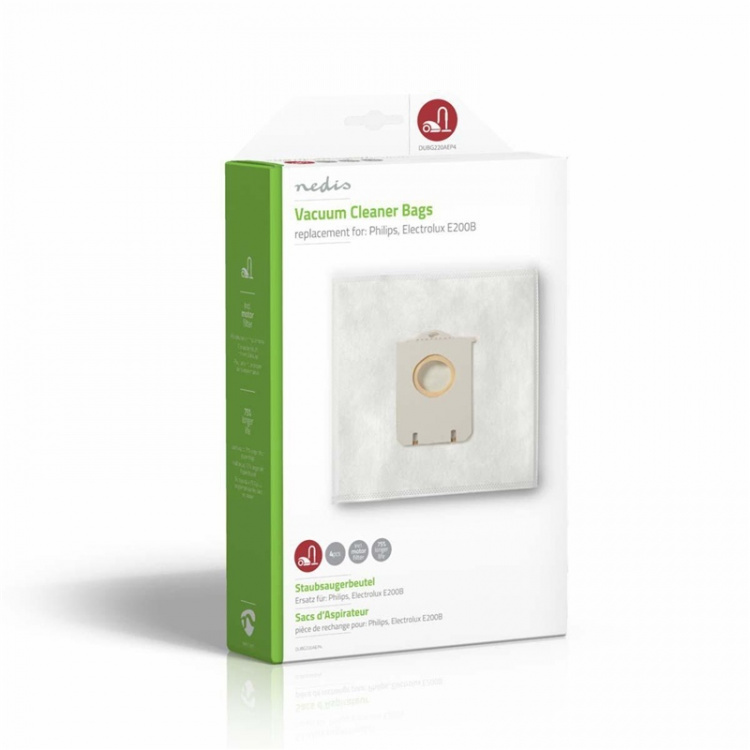 Nedis Pölypussi | 4 kpl | Mikrokuitu | Eniten myyty: Philips / Electrolux | Valkoinen