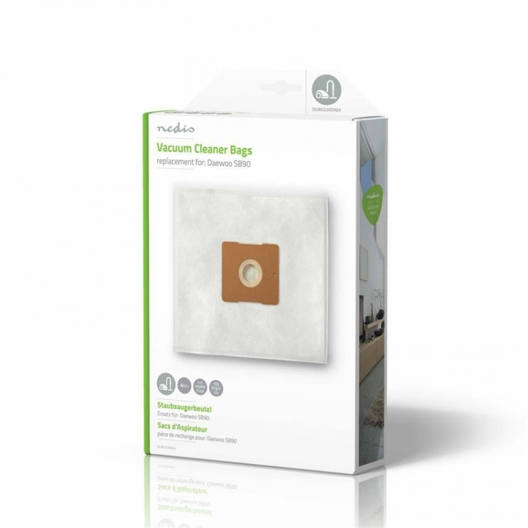 Nedis Pölypussi | 4 kpl | Mikrokuitu | Eniten myyty: Daewoo SB90 | Valkoinen