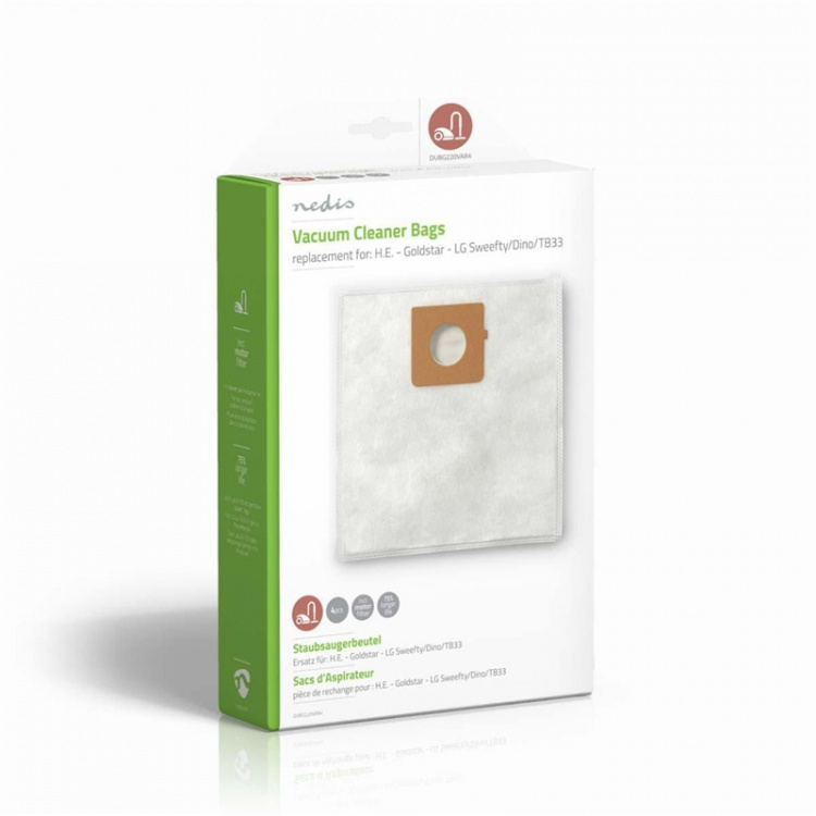 Nedis Pölypussi | 4 kpl | Mikrokuitu | Eniten myyty: H.E. - Goldstar - LG Sweefty/Dino/TB33 | Valkoinen