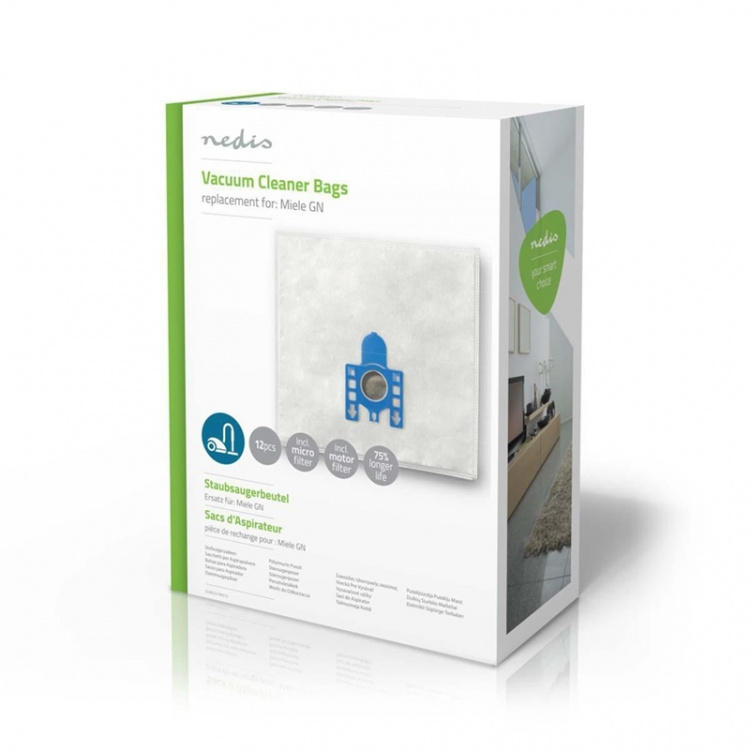 Nedis Pölypussi | 12 kpl | Mikrokuitu | Eniten myyty: Miele | Valkoinen