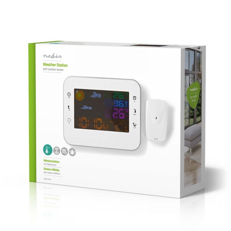 Nedis Sääasema | Sisä- ja ulkotila | Sisältää langattoman sääsensorin | Sääennustus | Ajannäytöllä | LCD | Herätyskellotoiminnan Nedis Sääasema | Sisä- ja ulkotila | Sisältää langattoman sääsensorin | Sääennustus | Ajannäytöllä | LCD | Herätyskellotoiminnan