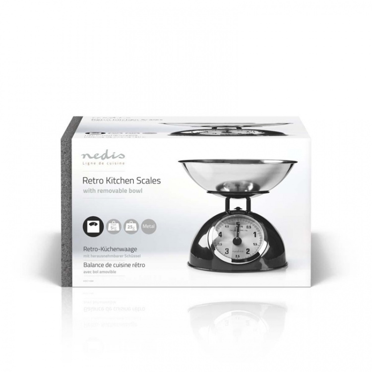 Nedis Keittiövaaka | Analoginen | Ruostumaton Teräs | Irrotettava kulho | Musta