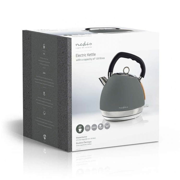 Nedis Vedenkeitin | 1.8 l | Soft-Touch | Harmaa | Pyörivä 360 astetta | Piilotettu lämmityselementti | Strix® ohjain | Tyhjäksi kiehumisen suoja Nedis Vedenkeitin | 1.8 l | Soft-Touch | Harmaa | Pyörivä 360 astetta | Piilotettu lämmityselementti | Strix® ohjain | Tyhjäksi kiehumisen suoja