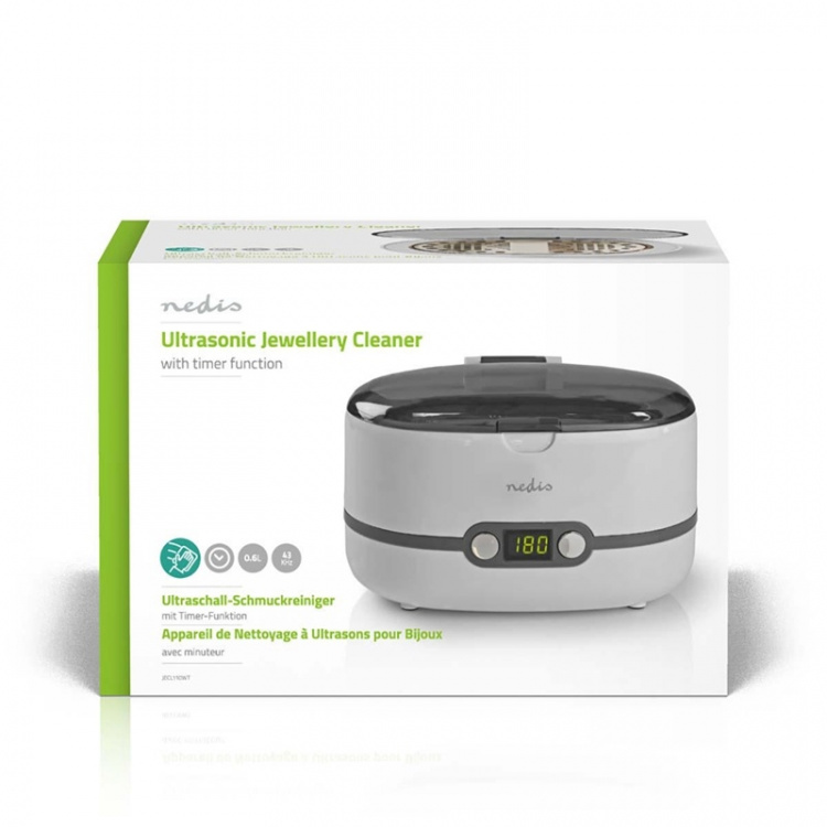 Nedis Ultraäänipuhdistin | Verkkovirtakäyttöinen | 230 V AC 50 Hz | 0.6 l | Valkoinen
