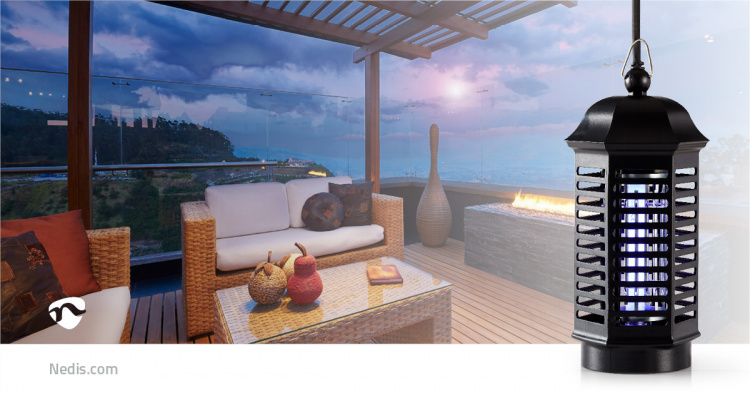 Nedis Hyttysvaloansa | 4 W | Lampun tyyppi: F4T5/BL | Vaikutusetäisyys: 30 m² | Musta