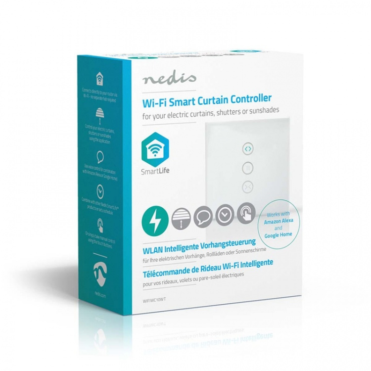 Nedis SmartLife Seinäkytkin | Päivänvarjo / Sulkija / Verho | Seinäkiinnitys | 300 W | Android™ / IOS | Lasi | Valkoinen Nedis SmartLife Seinäkytkin | Päivänvarjo / Sulkija / Verho | Seinäkiinnitys | 300 W | Android™ / IOS | Lasi | Valkoinen