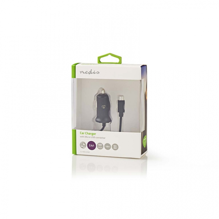 Nedis Autolaturi | 12 W | 1x 2.4 A | Lähtöliitäntöjen määrä: 1 | Micro USB (kiinteä) Kaapeli | 1.00 m | Single Voltage Output Nedis Autolaturi | 12 W | 1x 2.4 A | Lähtöliitäntöjen määrä: 1 | Micro USB (kiinteä) Kaapeli | 1.00 m | Single Voltage Output