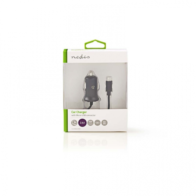 Nedis Autolaturi | 12 W | 1x 2.4 A | Lähtöliitäntöjen määrä: 1 | Micro USB (kiinteä) Kaapeli | 1.00 m | Single Voltage Output Nedis Autolaturi | 12 W | 1x 2.4 A | Lähtöliitäntöjen määrä: 1 | Micro USB (kiinteä) Kaapeli | 1.00 m | Single Voltage Output