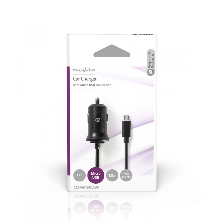 Nedis Autolaturi | 12 W | 1x 2.4 A | Lähtöliitäntöjen määrä: 1 | Micro USB (kiinteä) Kaapeli | 1.00 m | Single Voltage Output Nedis Autolaturi | 12 W | 1x 2.4 A | Lähtöliitäntöjen määrä: 1 | Micro USB (kiinteä) Kaapeli | 1.00 m | Single Voltage Output