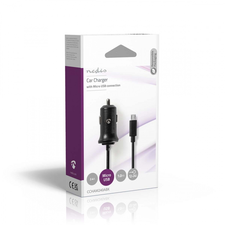 Nedis Autolaturi | 12 W | 1x 2.4 A | Lähtöliitäntöjen määrä: 1 | Micro USB (kiinteä) Kaapeli | 1.00 m | Single Voltage Output Nedis Autolaturi | 12 W | 1x 2.4 A | Lähtöliitäntöjen määrä: 1 | Micro USB (kiinteä) Kaapeli | 1.00 m | Single Voltage Output