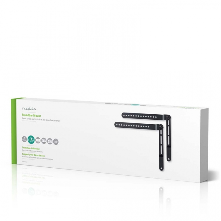 Nedis Soundbar-teline | Sopii käytettäväksi: Yleismalli | Kiinnitetään TV:hen | 10 kg | Käännettävä | Teräs | Musta Nedis Soundbar-teline | Sopii käytettäväksi: Yleismalli | Kiinnitetään TV:hen | 10 kg | Käännettävä | Teräs | Musta