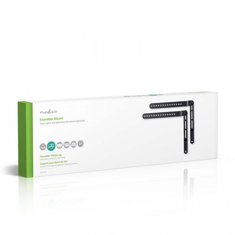 Nedis Soundbar-teline | Sopii käytettäväksi: Yleismalli | Kiinnitetään TV:hen | 10 kg | Käännettävä | Teräs | Musta Nedis Soundbar-teline | Sopii käytettäväksi: Yleismalli | Kiinnitetään TV:hen | 10 kg | Käännettävä | Teräs | Musta